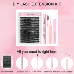 LAUBESS LASH cluster lashes close-up, soft and lightweight for comfortable, customizable lash looks.