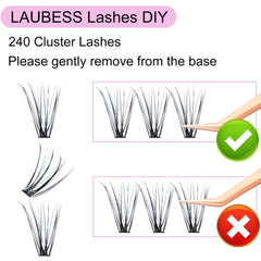 LAUBESS lash clusters feature perfect curvature to maintain curl.