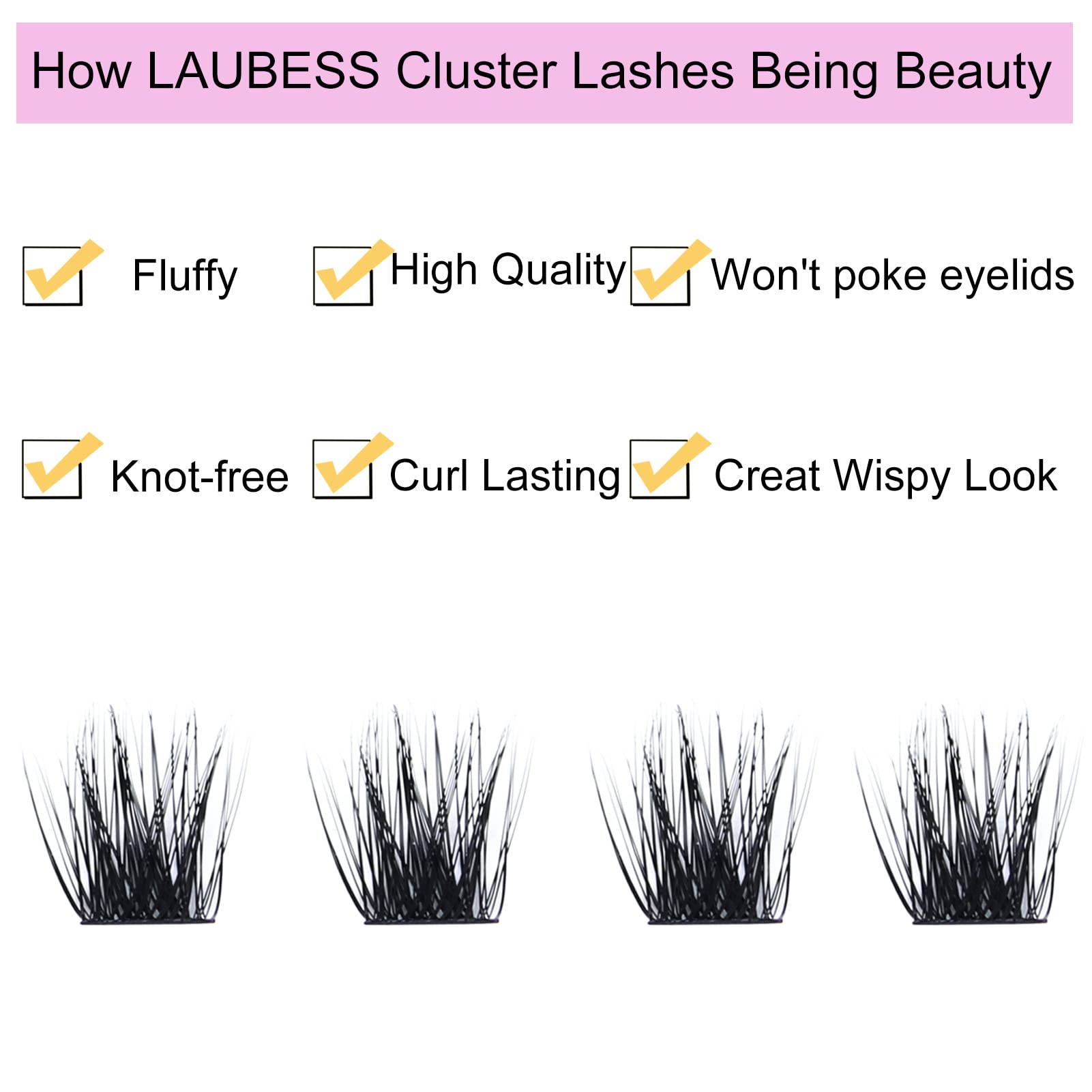 LAUBESS Lash Clusters product shot shows ultra-light lash options.