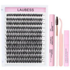LAUBESS lash extension kit 40D clusters ready for at-home application and precise placement