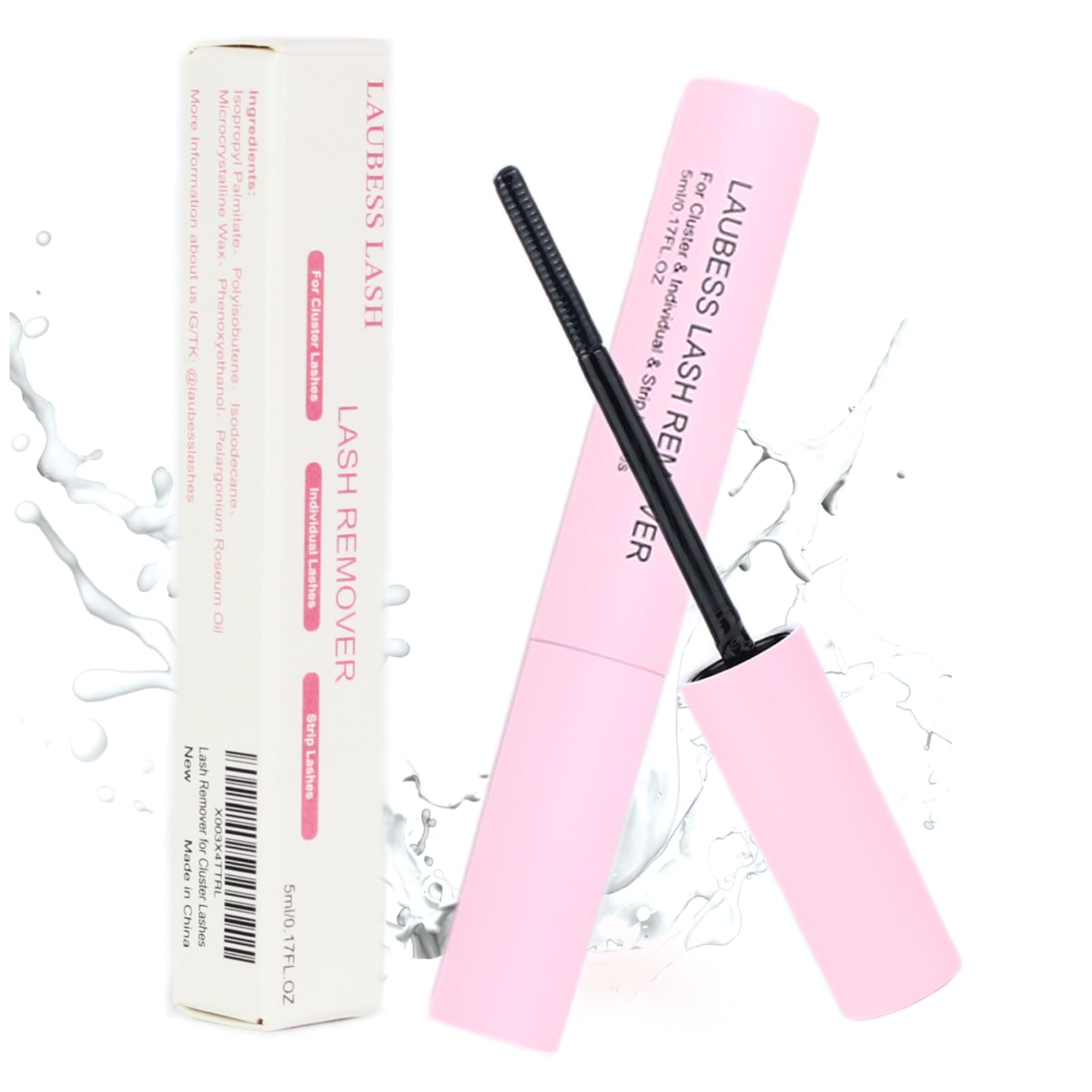 LAUBESS LASH Remover bottle for cluster lashes enables quick at-home removal.