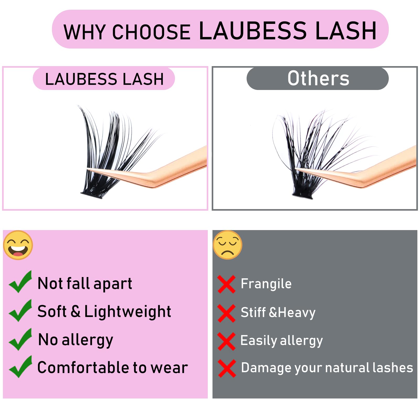 LAUBESS LASH stainless steel tweezer offers precise, durable lash placement.