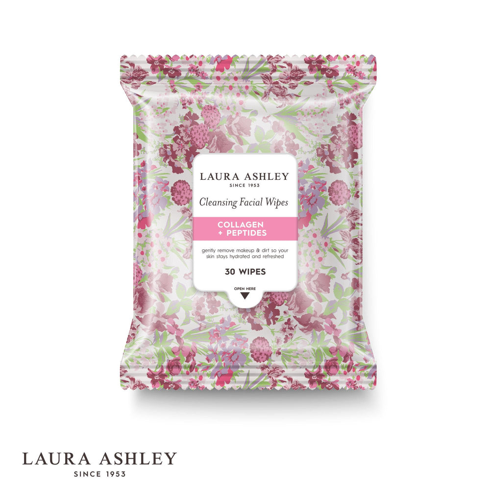 Laura Ashley vitamin C and glycolic acid wipe brightens and renews skin.