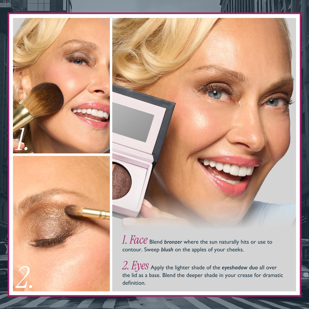 Laura Geller New York travel-friendly compact designed for quick looks.