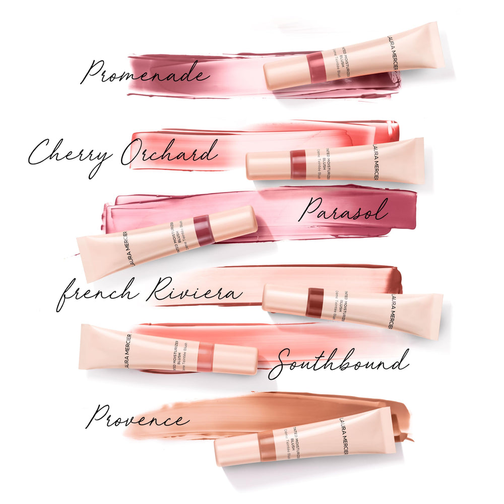 Laura Mercier 12HR Hydration blush application swatch for lasting color.