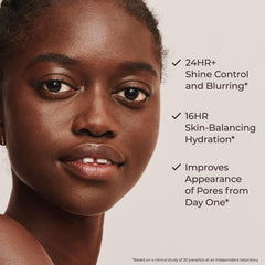Laura Mercier blurred matte formula on skin demonstrates oil control