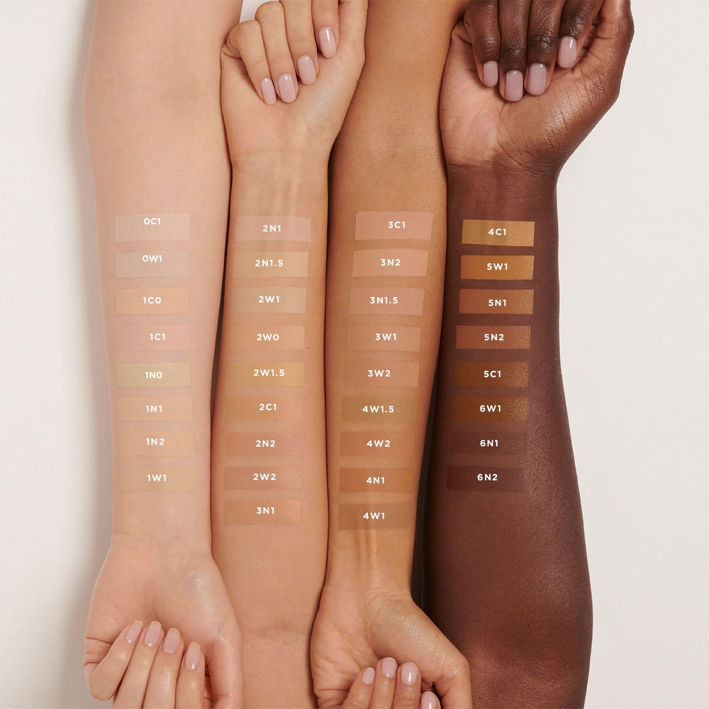 Close-up of finished skin with Laura Mercier Flawless Lumière for radiant glow.