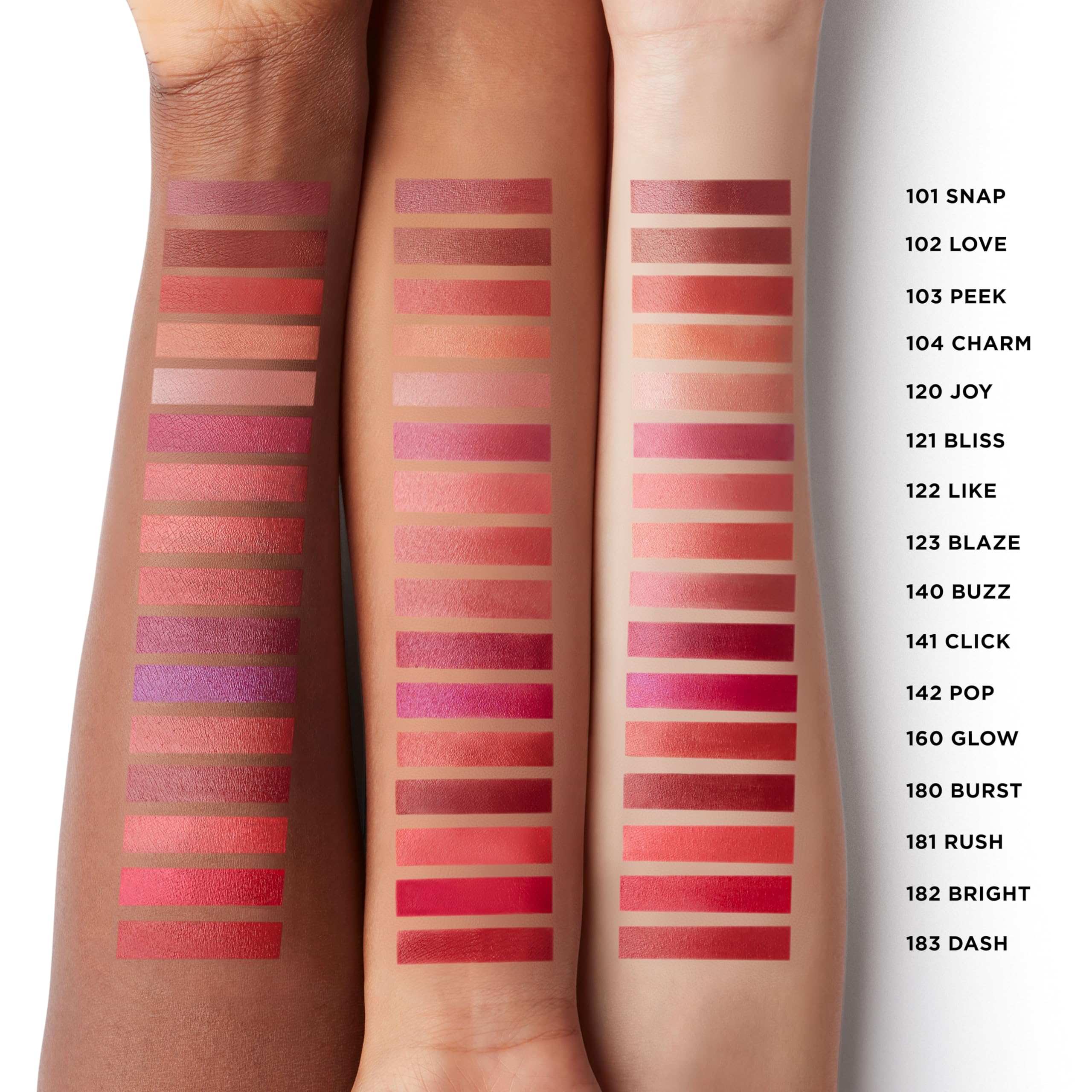 Laura Mercier High Vibe Lip Color palette highlights 180 Burst shade option