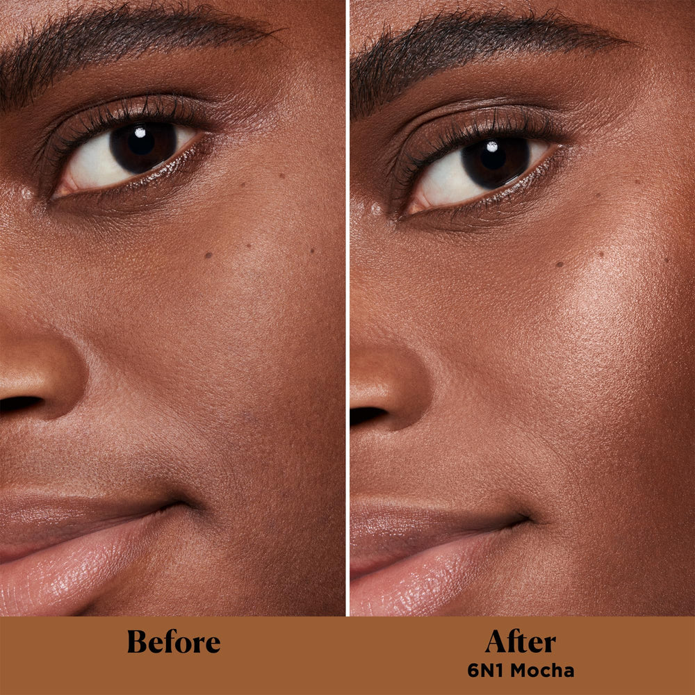 Laura Mercier Light Revealer Pearl blends close-up for luminous skin.