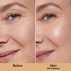 Laura Mercier Light Revealer pearls swirl close-up highlighting luminous complexion.