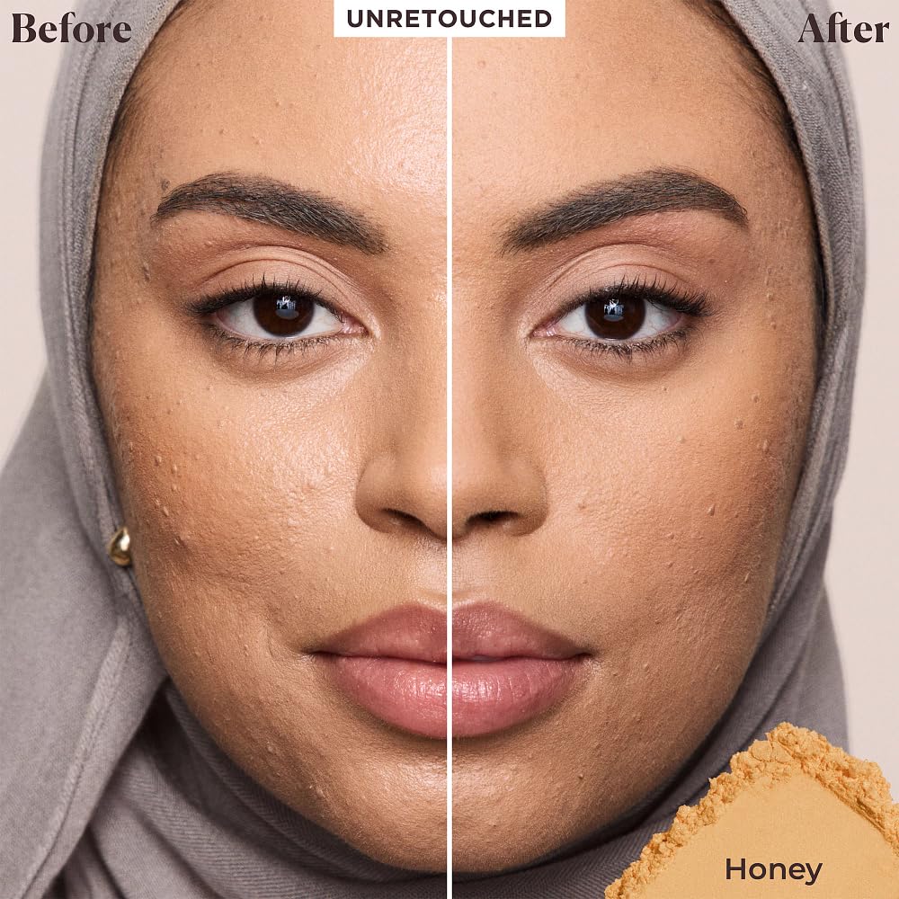 Laura Mercier powder brush application scene showing seamless, natural finish
