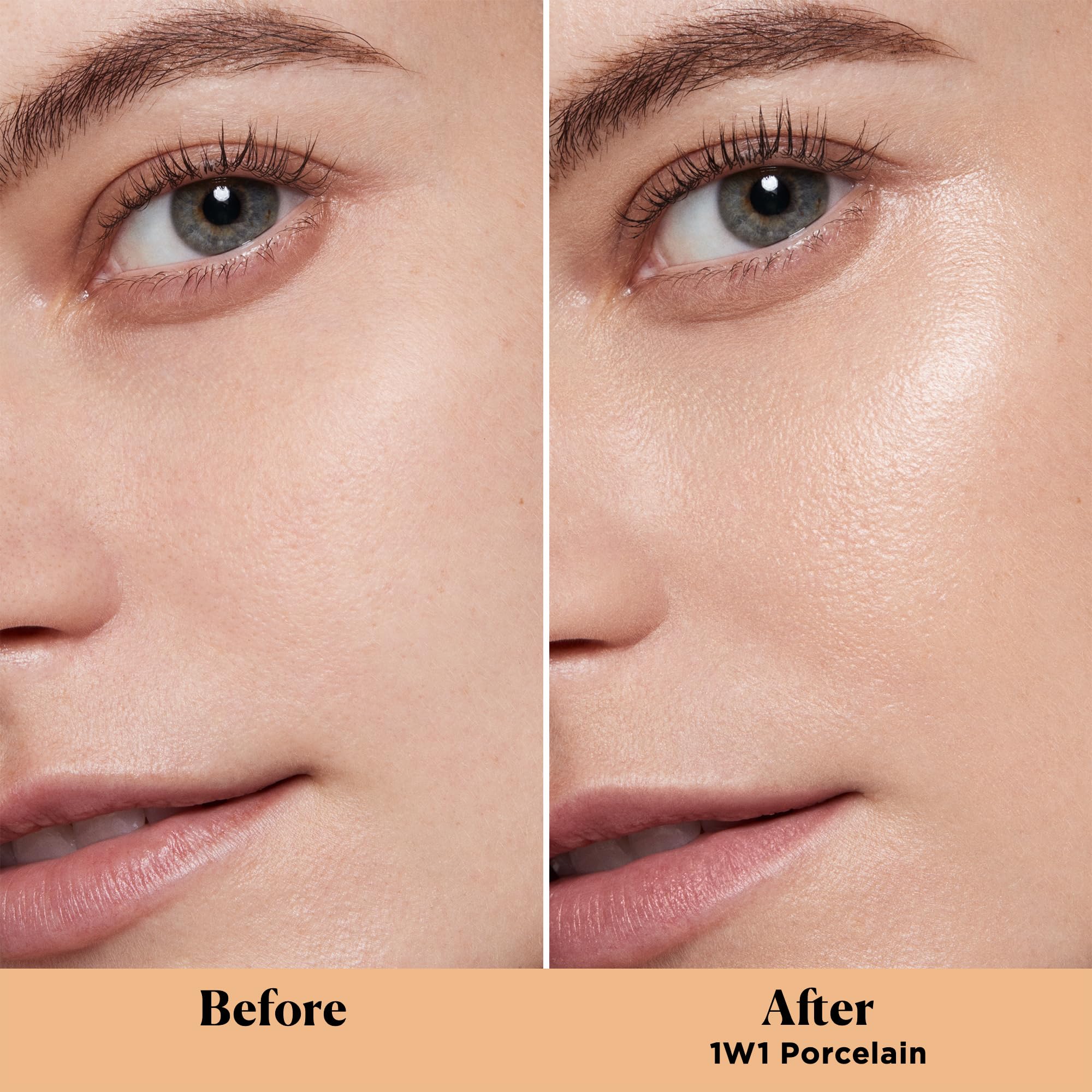 Laura Mercier Tinted Moisturizer Light Revealer porcelain shade swatch shows sheer buildable coverage.