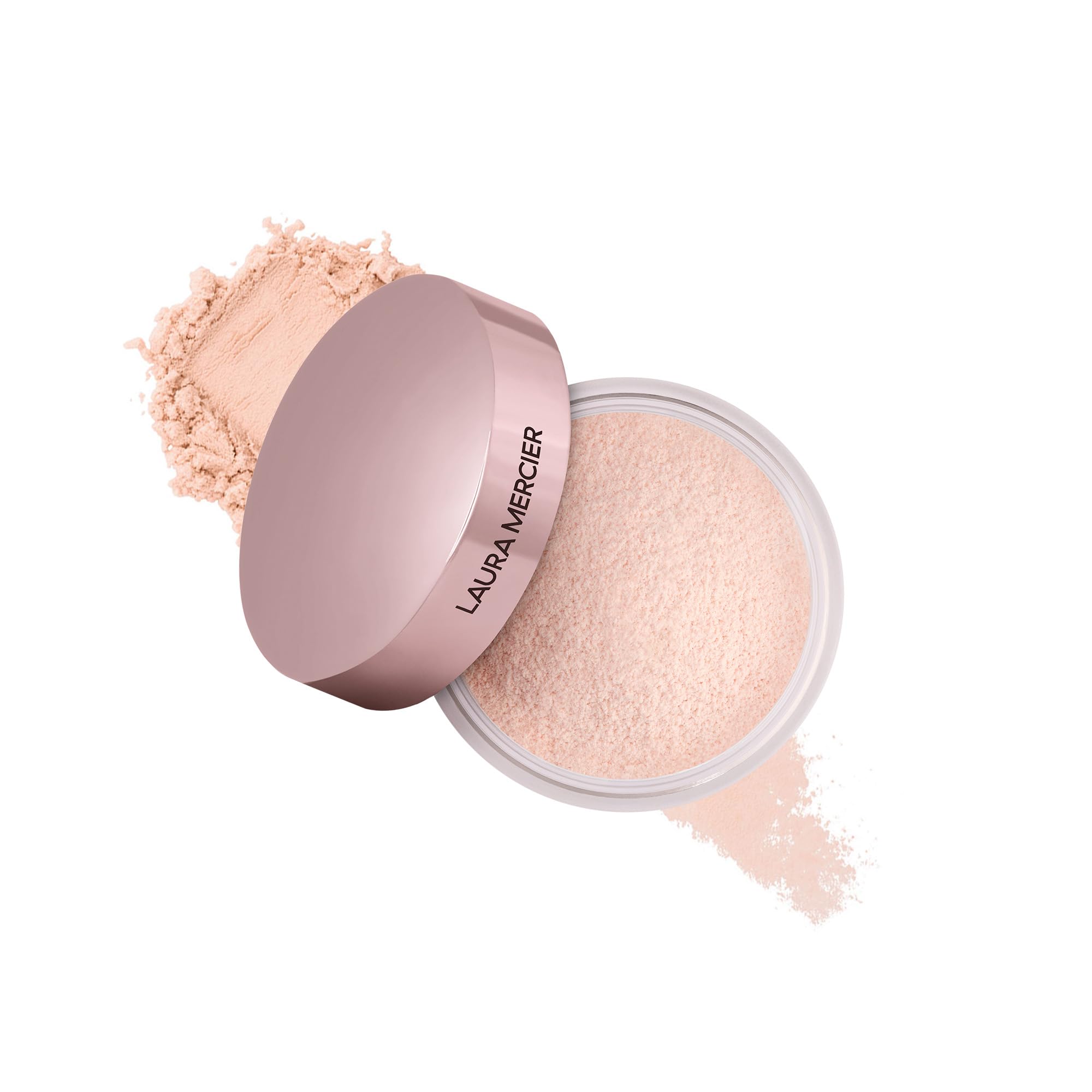 Laura Mercier translucent loose powder compact demonstrates easy daily setting for long-lasting makeup