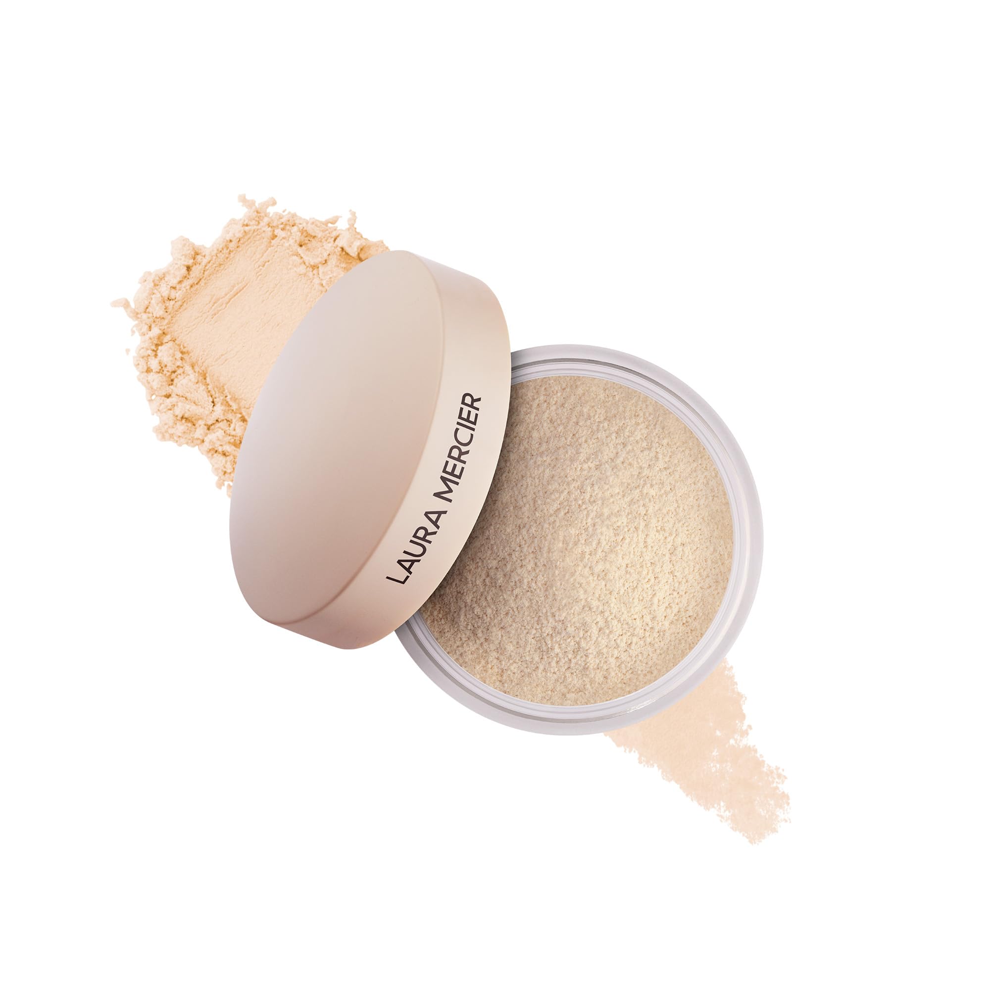 Laura Mercier Ultra-Blur powder close-up, pore-blurring talc-free formula.