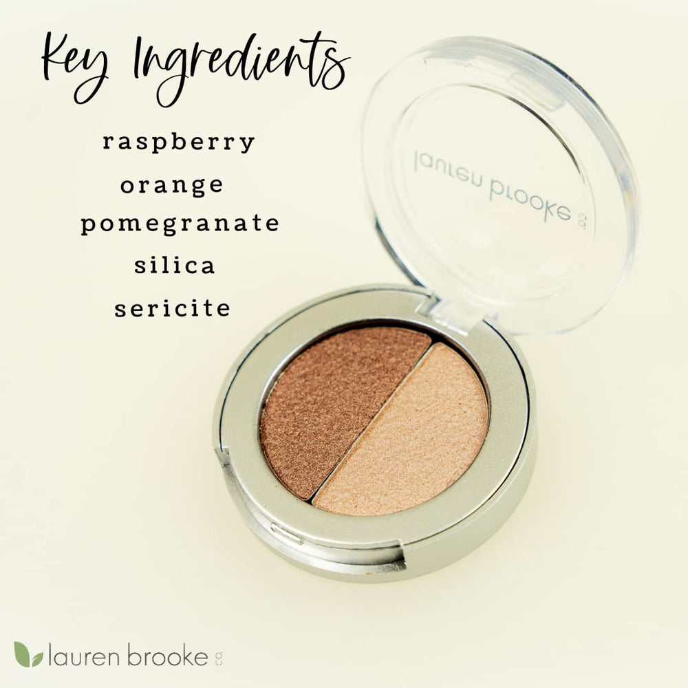Lauren Brooke compact close-up highlighting texture and pearl finish on lids.
