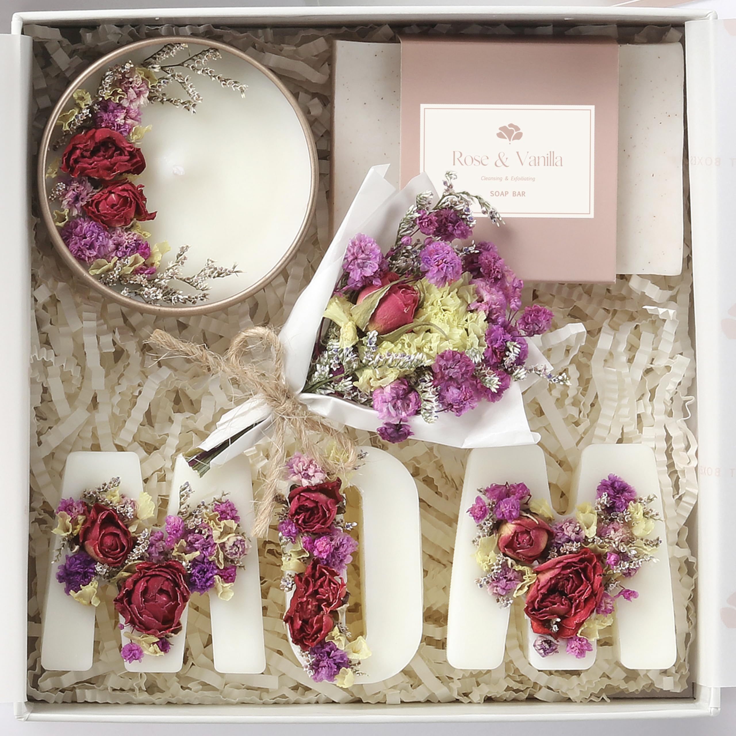 LaurGifts Mother's Day Basket candle adds a warm, inviting ambiance for mom.