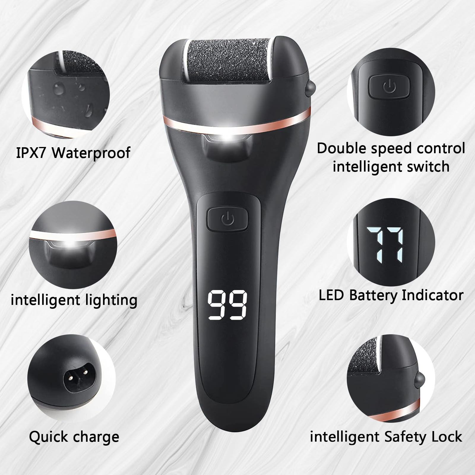 LAVAED electric foot sander heads close-up showing replaceable heads