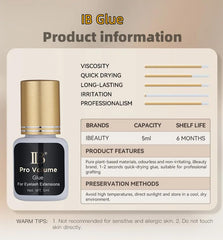 Lavalando IB Beauty Pro Volume Glue close-up showing rapid 1-second dry time for quick applications.