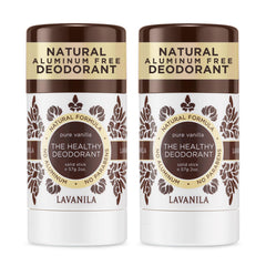 Lavanila Pure Vanilla deodorant stick front view with 2 oz size.
