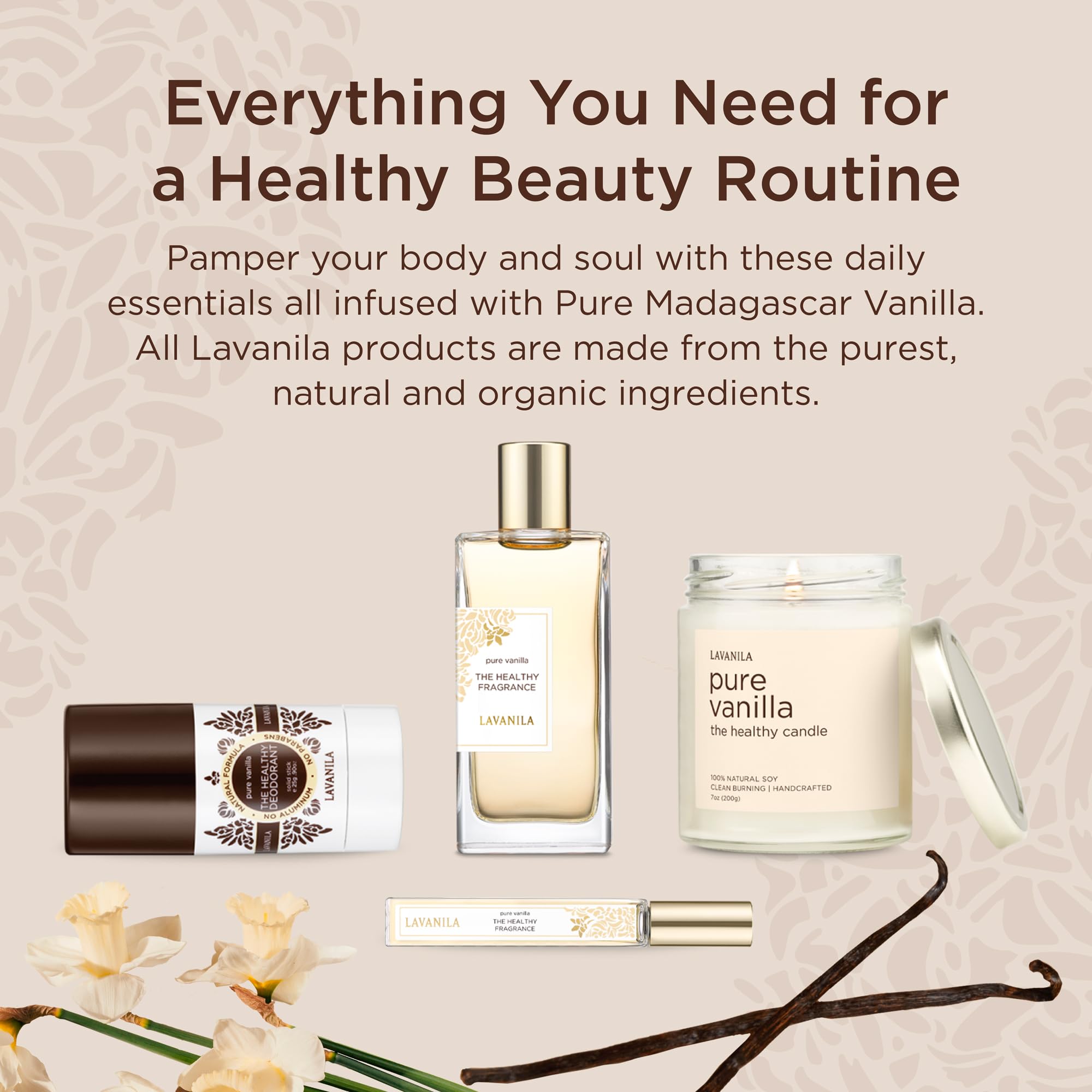 Lavanila Pure Vanilla on a nightstand for a comforting evening scent.