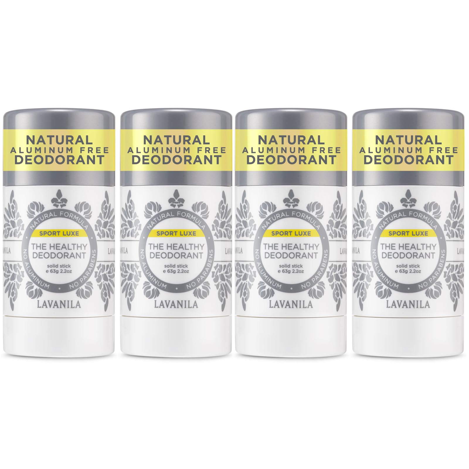 Lavanila Sport Luxe Deodorant 4-pack front view for all-day aluminum-free freshness.