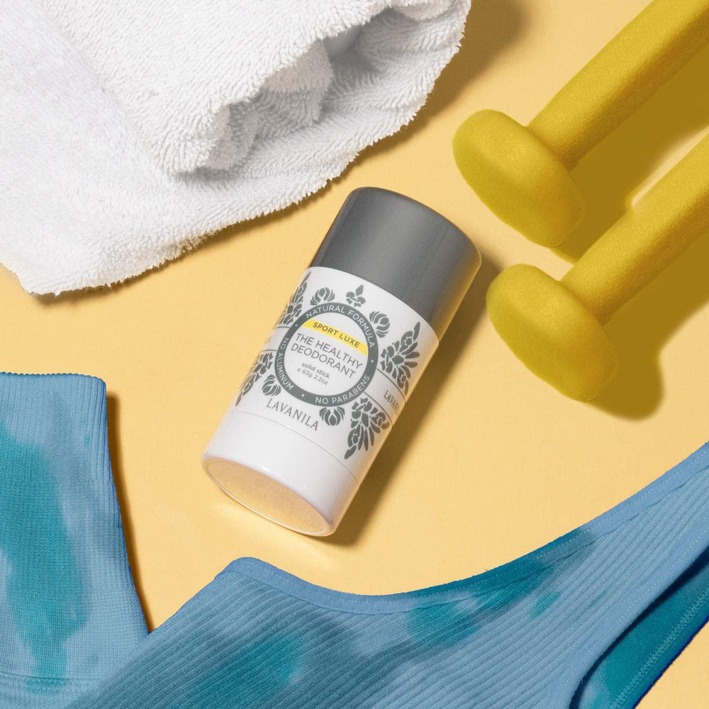 Lavanila Sport Luxe Deodorant 4-pack gym bag-ready.
