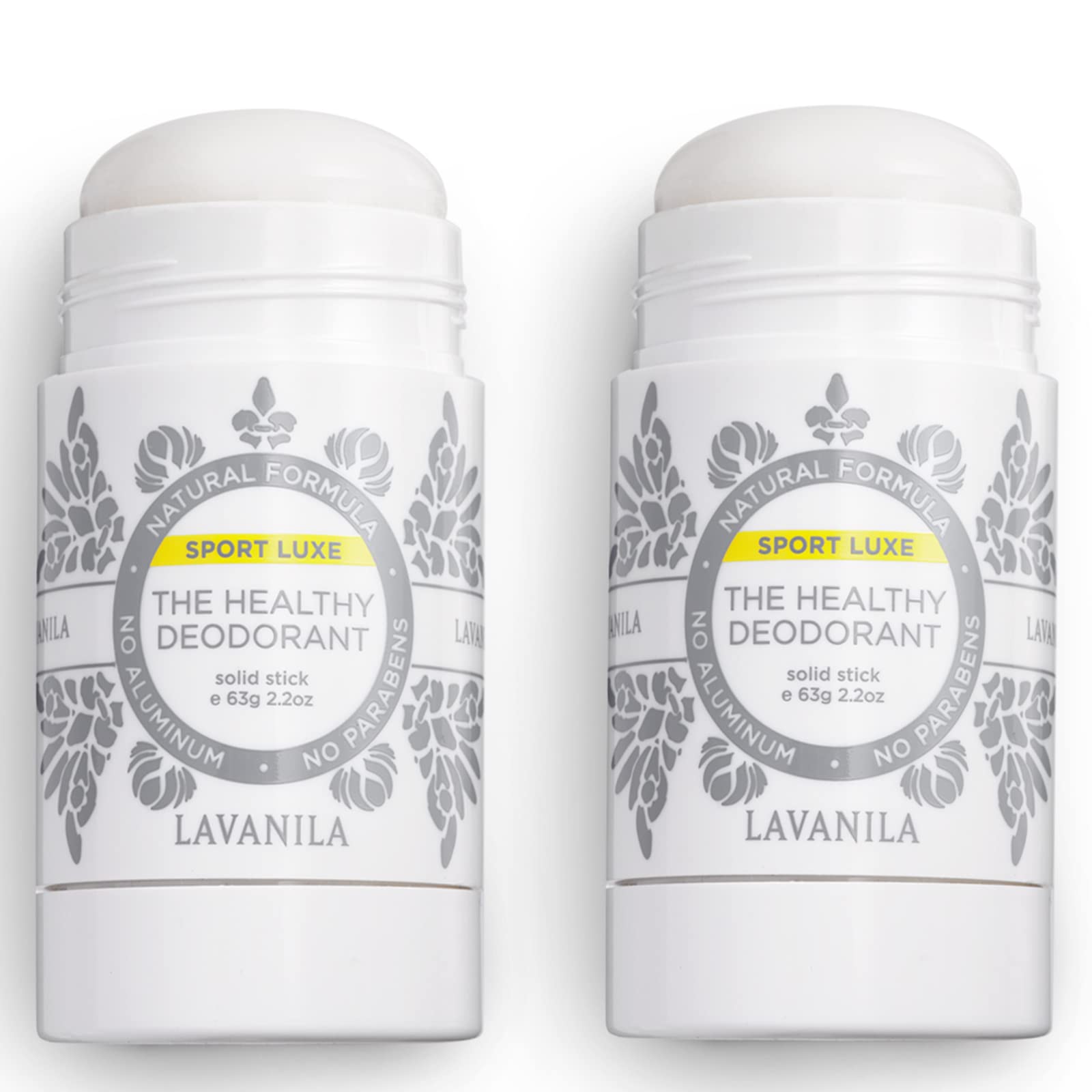 Lavanila Sport Luxe two-pack packaging showing value and unisex clean formula