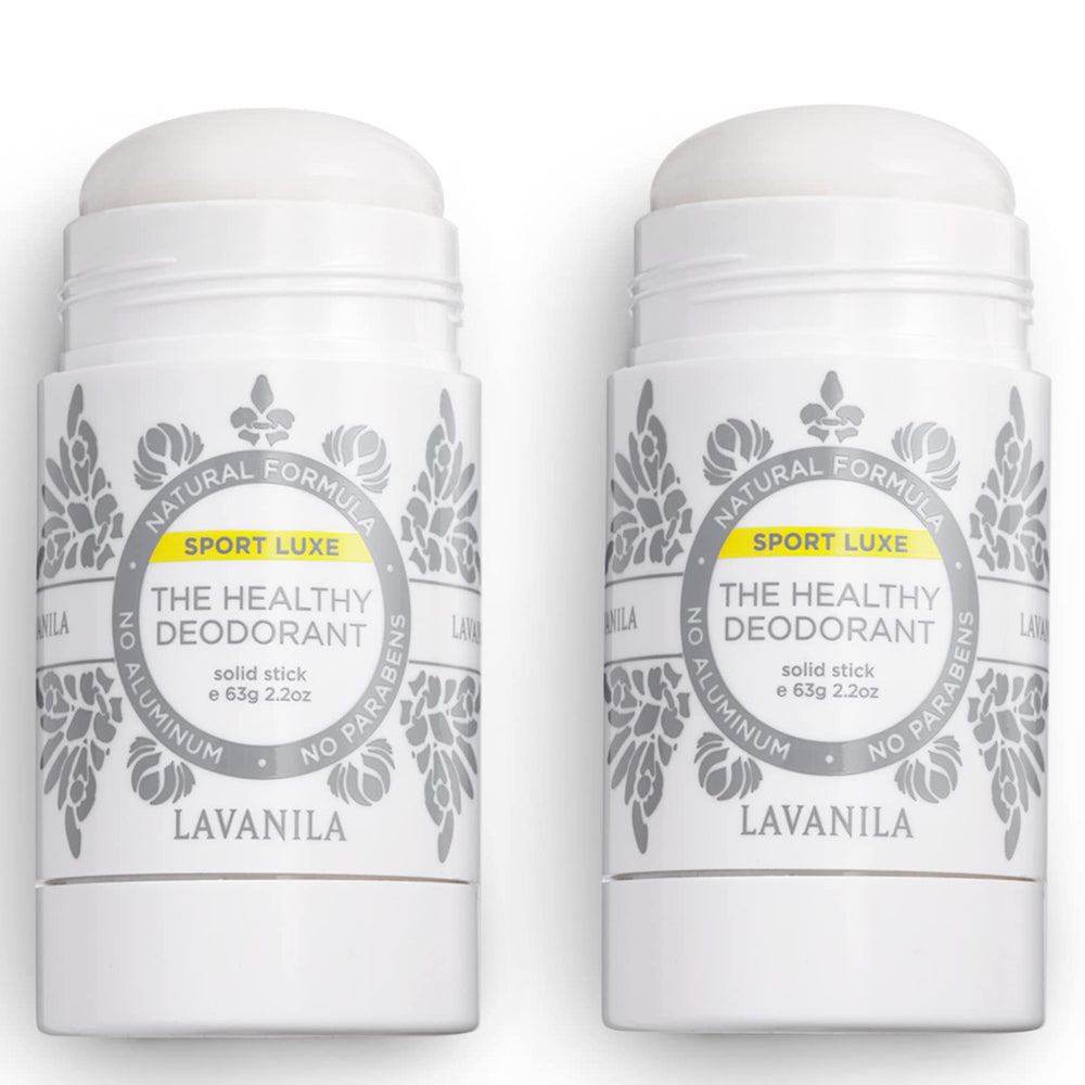Lavanila Sport Luxe two-pack packaging showing value and unisex clean formula