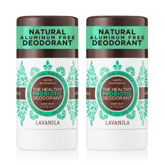 Lavanila Vanilla Eucalyptus deodorant stick two-pack for aluminum-free protection.