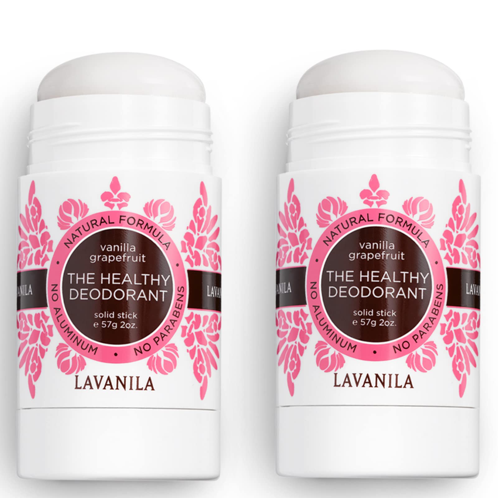 Lavanila Vanilla Grapefruit deodorant 2-pack bundle shows cost-efficient, long-lasting protection.