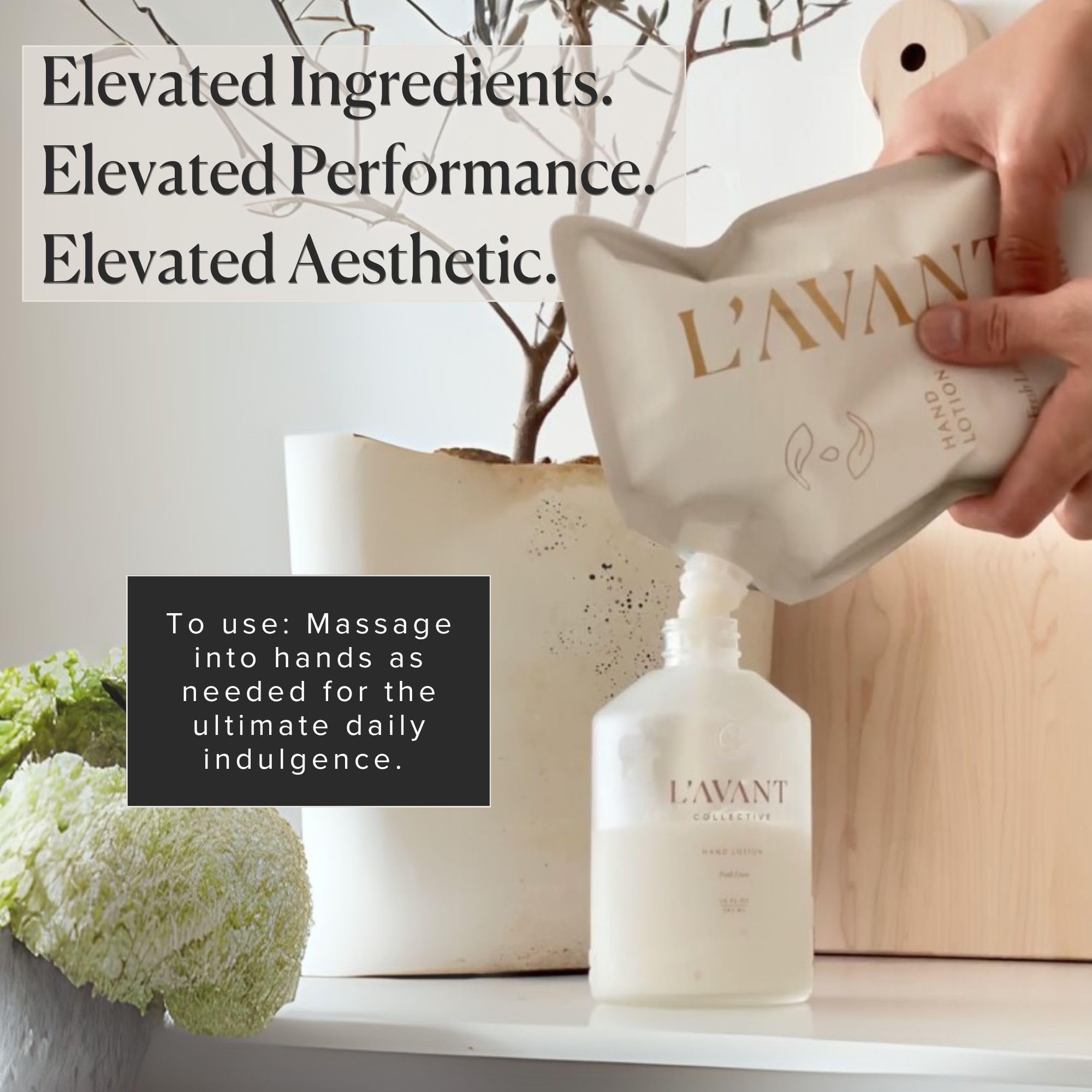 Before and after dry hands improved with L'AVANT Collective care.