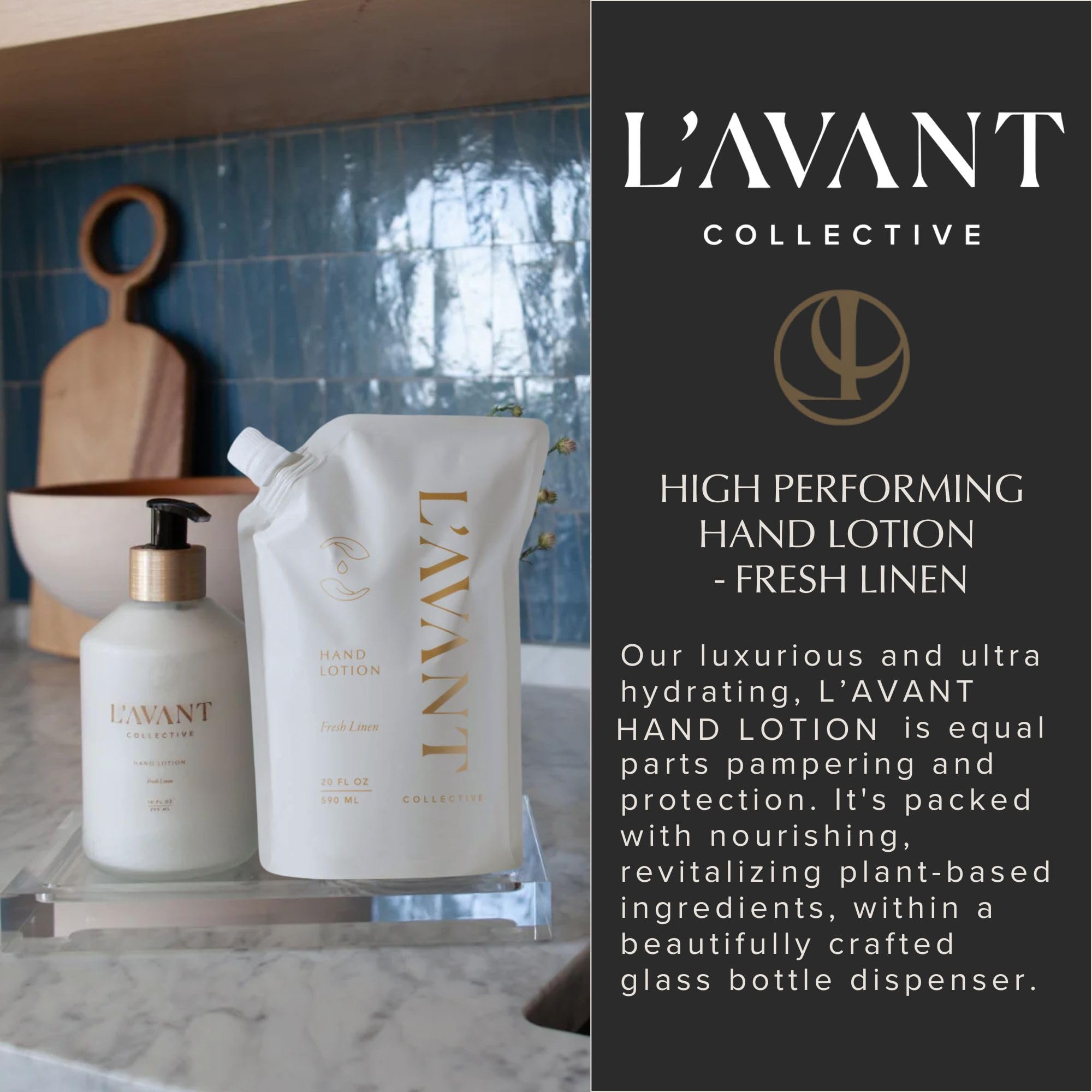 Fresh Linen fragrance note wafting from L'AVANT Collective lotion.