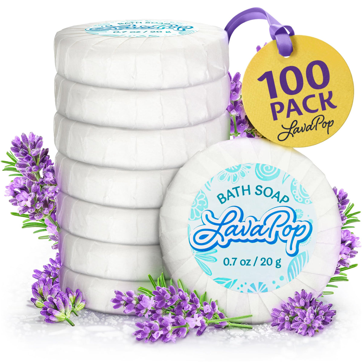 LavaPop iris-violet-amber soap bar close-up for premium hotel bathrooms