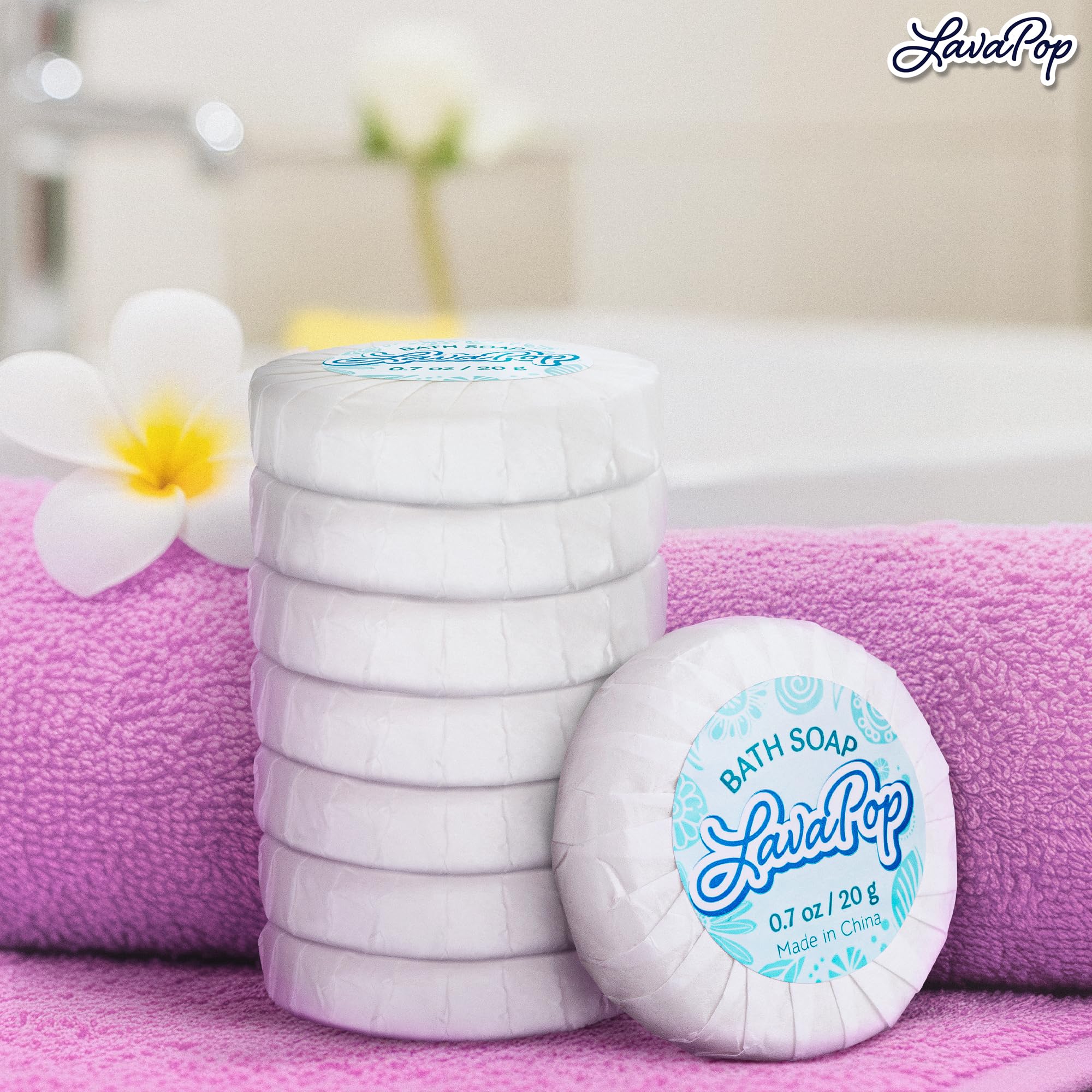 LavaPop round 0.7 oz soap bars ideal for bulk guest kits