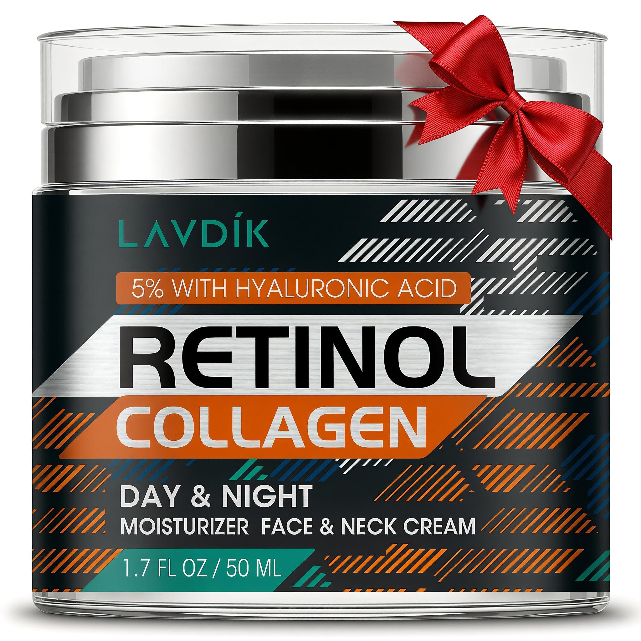 LAVDIK retinol cream with hyaluronic acid bottle showing hydration for smoother skin.