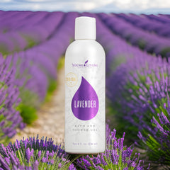 Young Living Lavender Bath & Shower Gel pump-dispense demonstrates easy application.