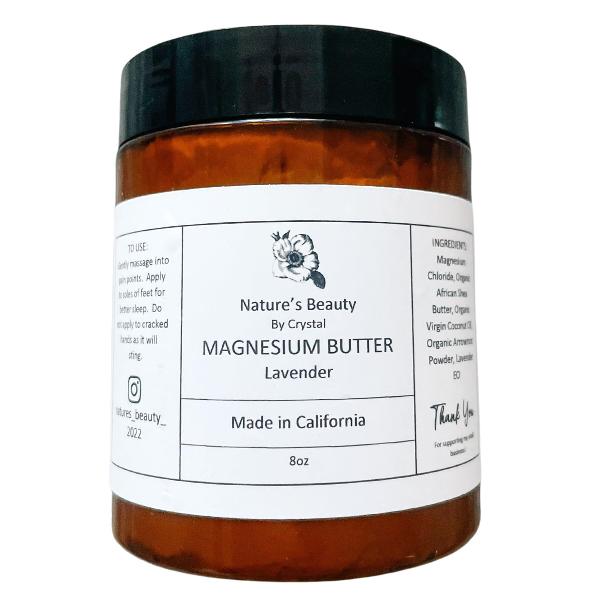 Lavender Magnesium Lotion jar demonstrates a natural, gentle daily moisturizer for hydrated skin.