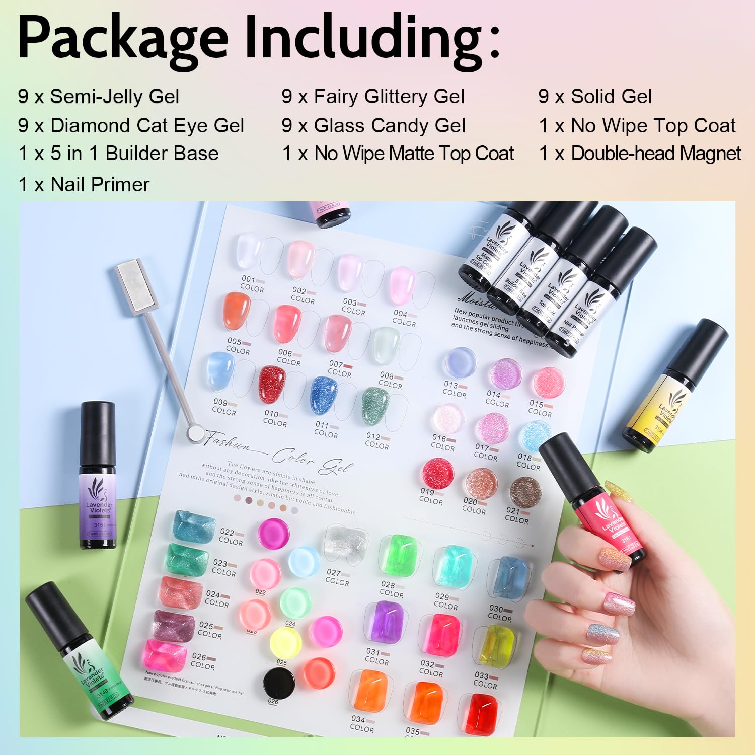 Lavender Violets 45 colors cat-eye glitter polish for creative nail art