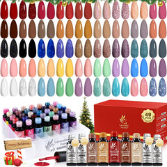 Lavender Violets 49-pcs gel nail polish set with colorful bottles for creative nail art