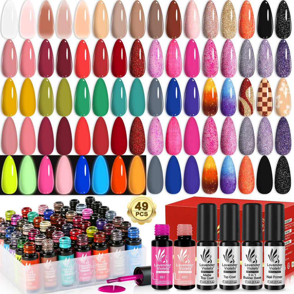 Lavender Violets 49-piece gel set front view for at-home manicure