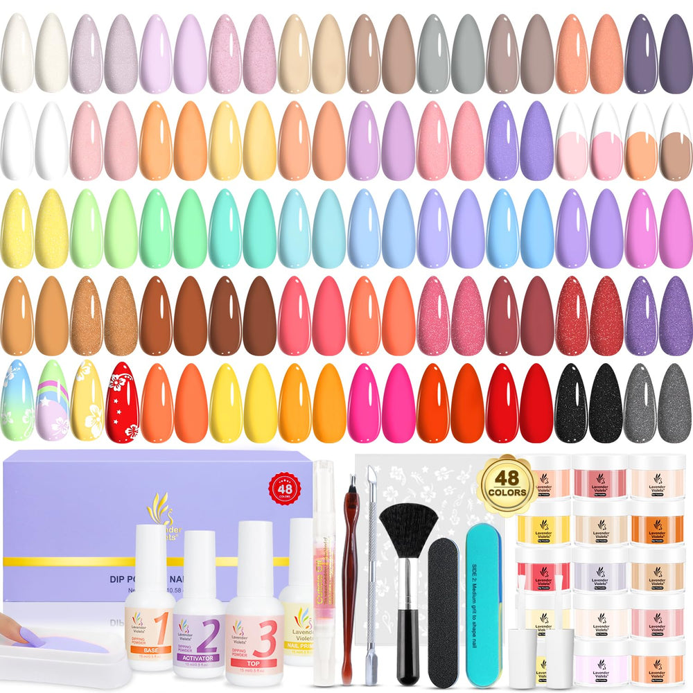 Lavender Violets dip powder color collection for vibrant nail art options.