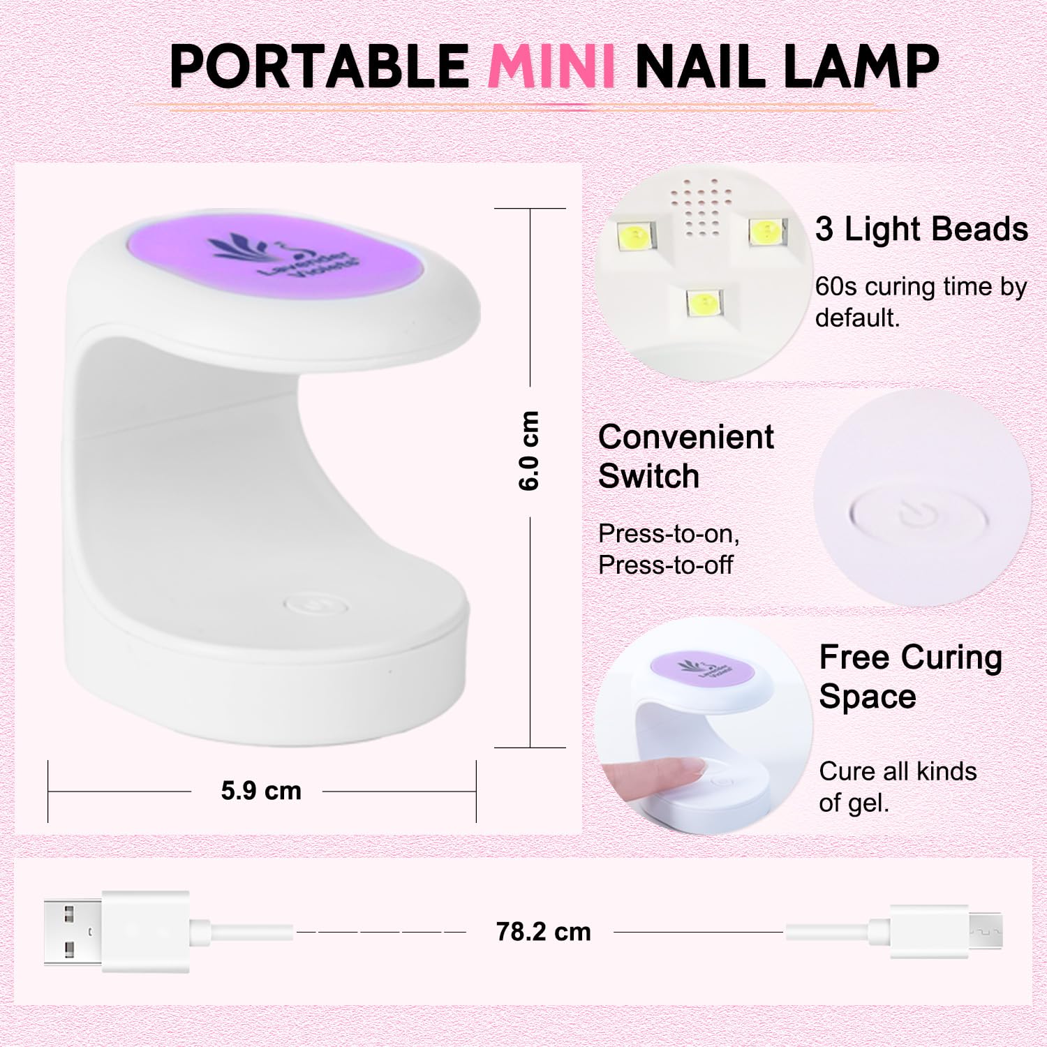 Lavender Violets glossy top coat adds shine and protection.