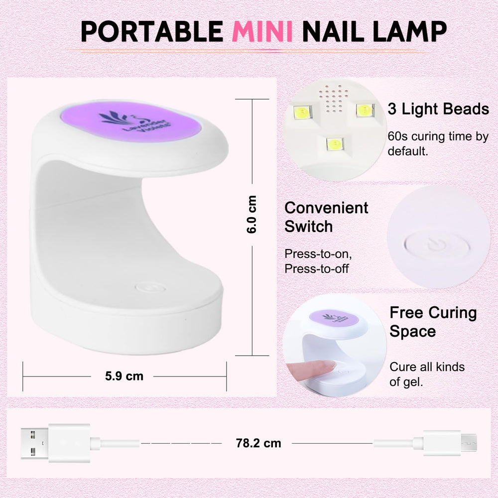 Lavender Violets glossy top coat adds shine and protection.
