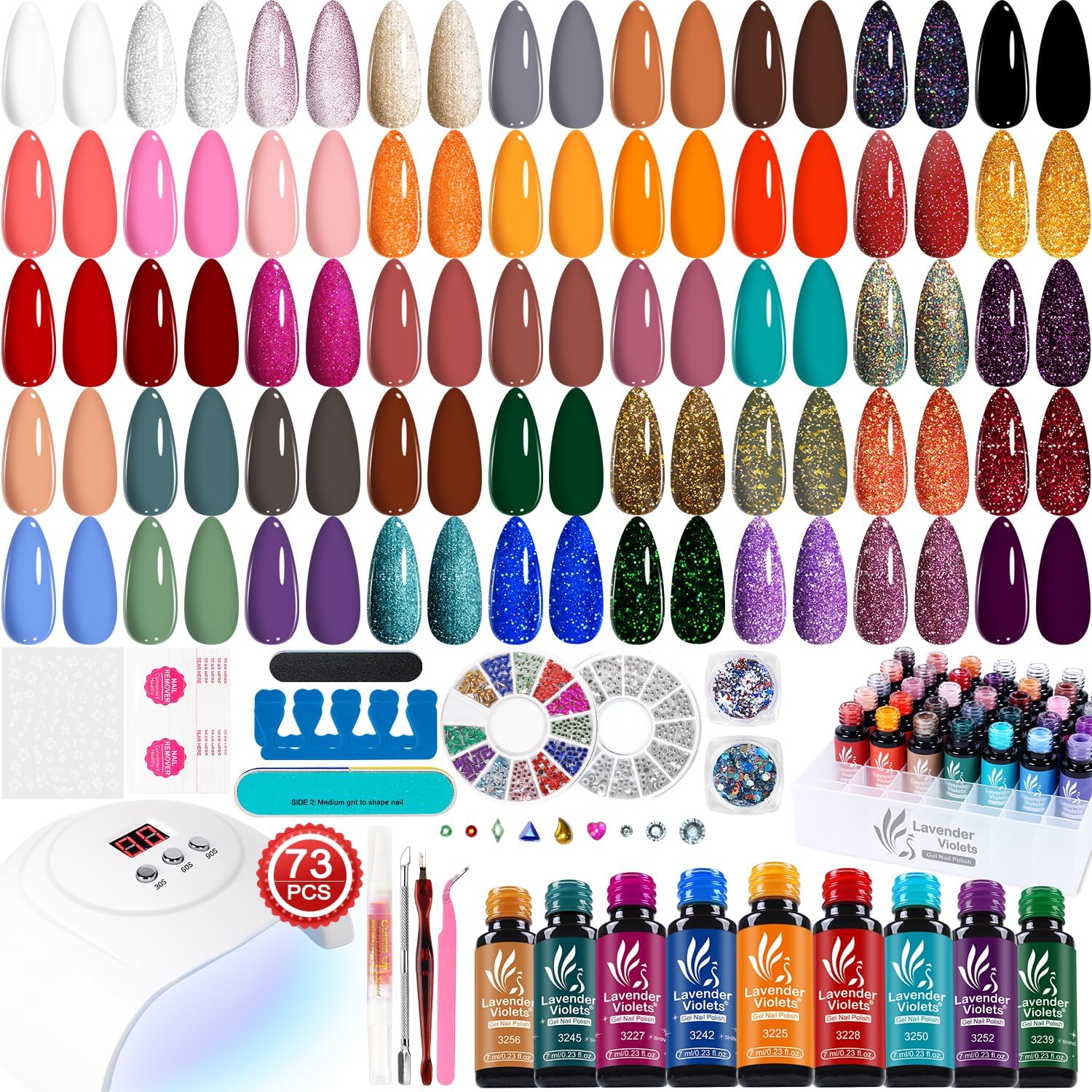 Lavender Violets kit contents shown for at-home gel manicure.