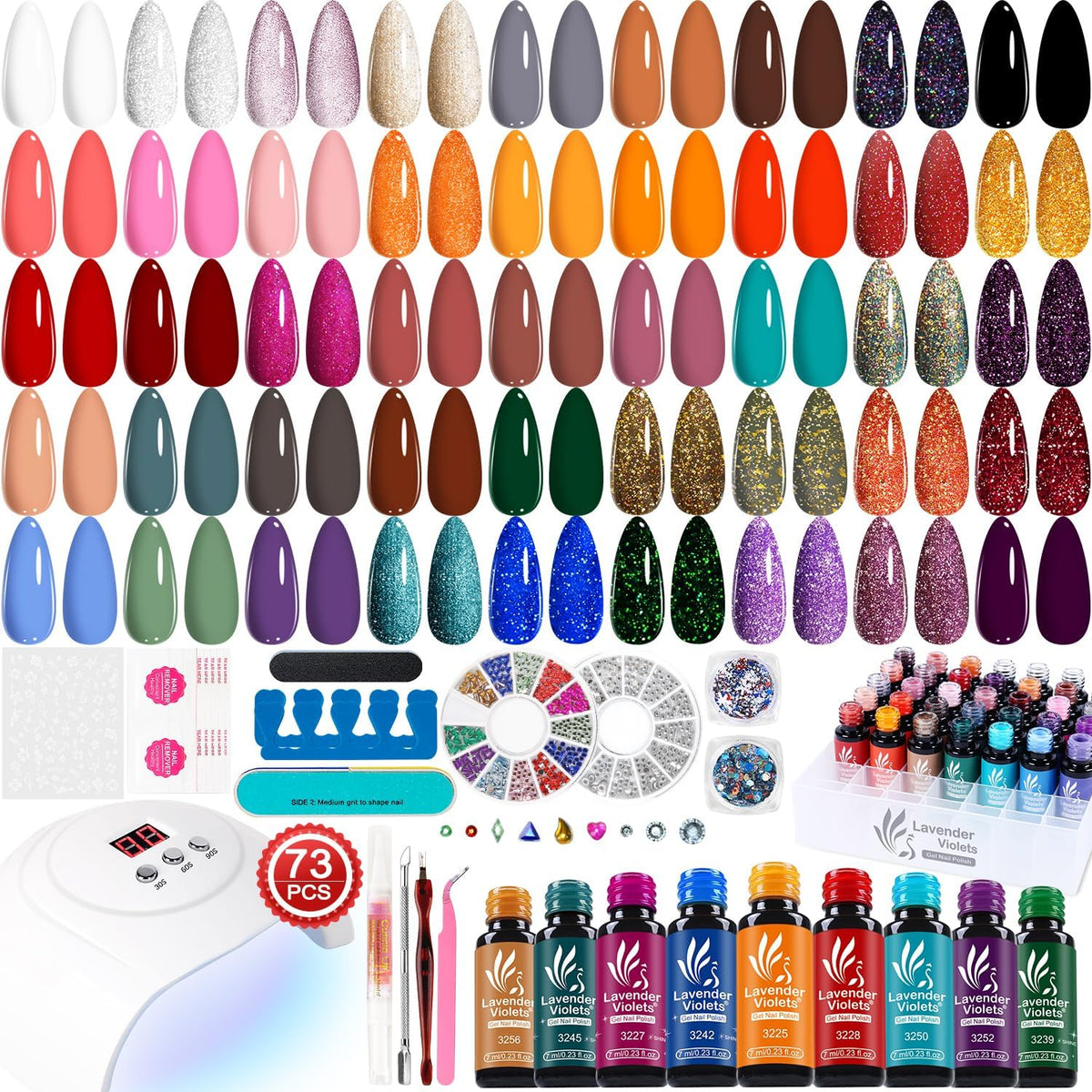 Lavender Violets kit contents shown for at-home gel manicure.