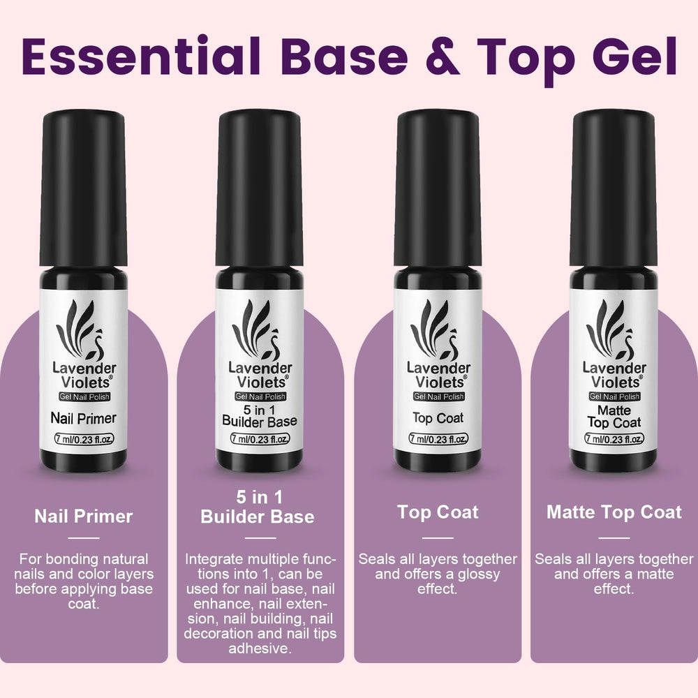 Lavender Violets nail primer bottle enhances adhesion for smoother application