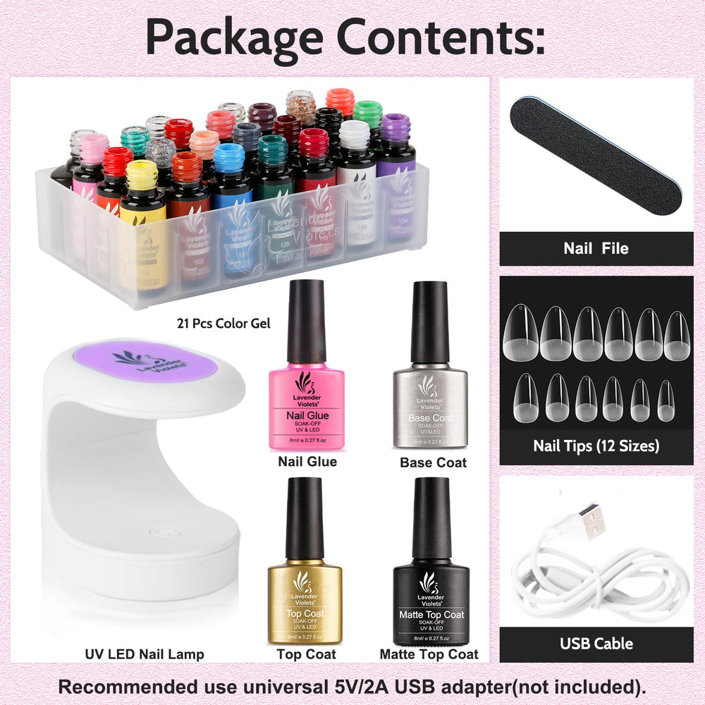 Lavender Violets PMMA short almond nail tips 0-11 provide natural fit.