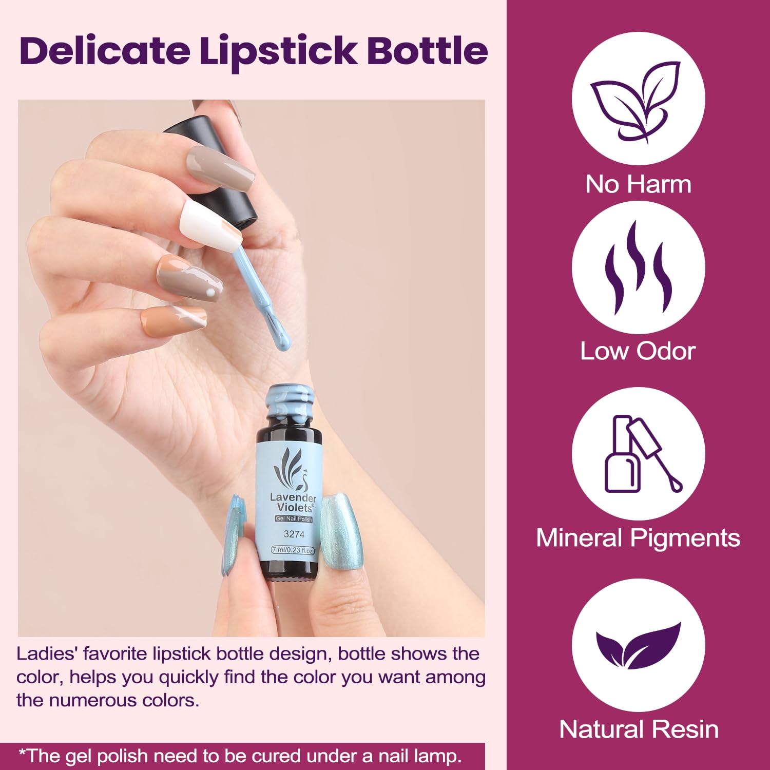 Lavender Violets UV LED compatible gel polish set for at-home manicures