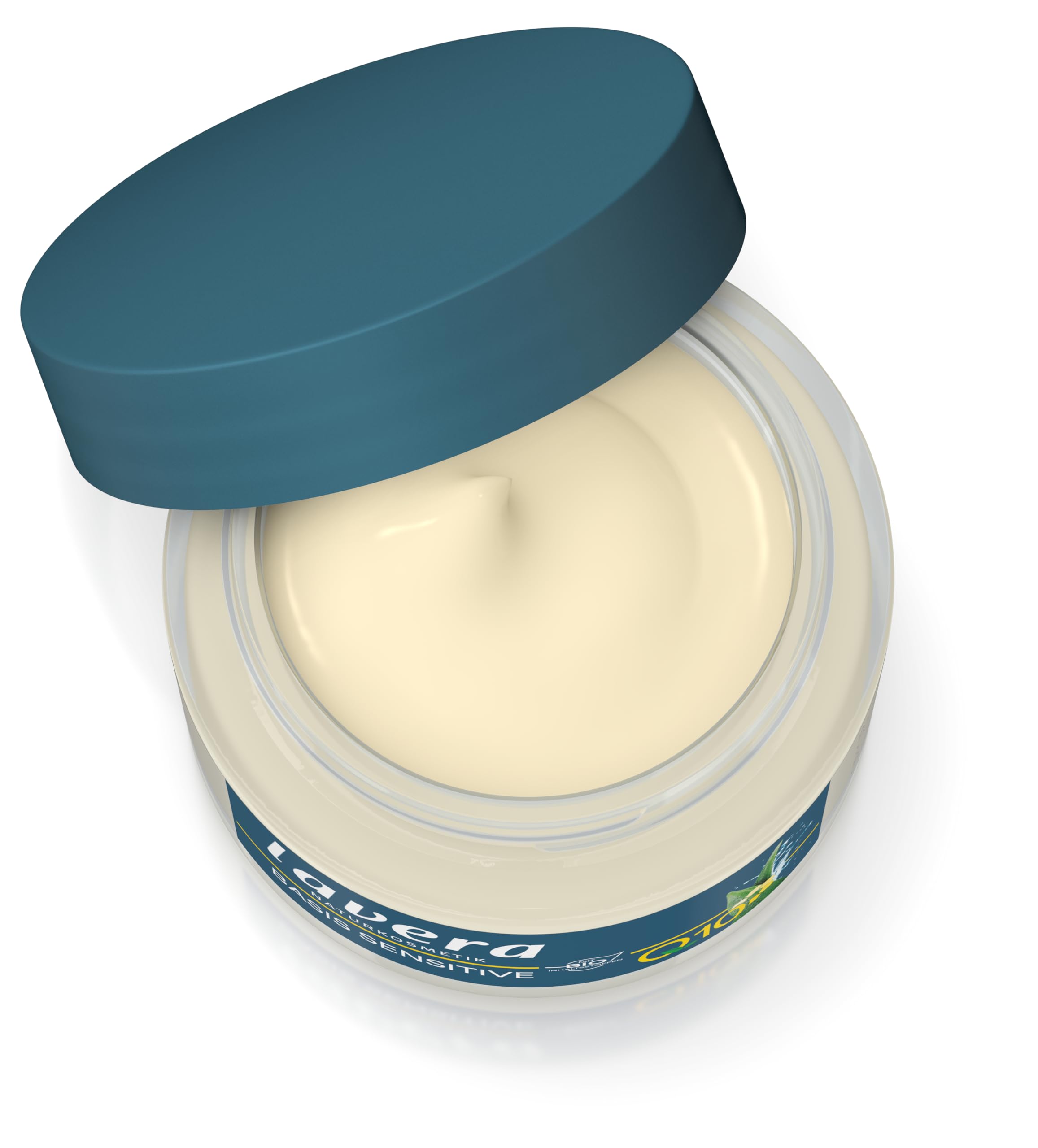 Lavera anti-aging night cream texture close-up, quick absorption for lasting moisture.