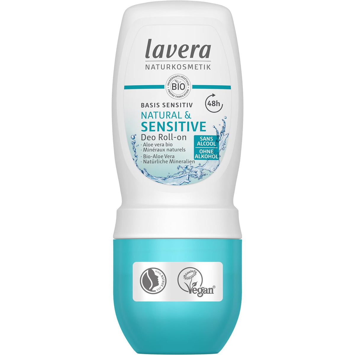Lavera Deo Roll-On Basis sensitiv bottle with natural minerals for sensitive skin.